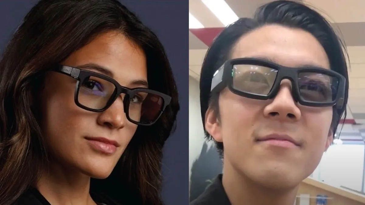 Next-generation Vuzix Ultralite Smart Glasses (left) are slimmer and lighter than the previous Vuzix Blade technology glasses (right). Sources: Vuzix and Xander