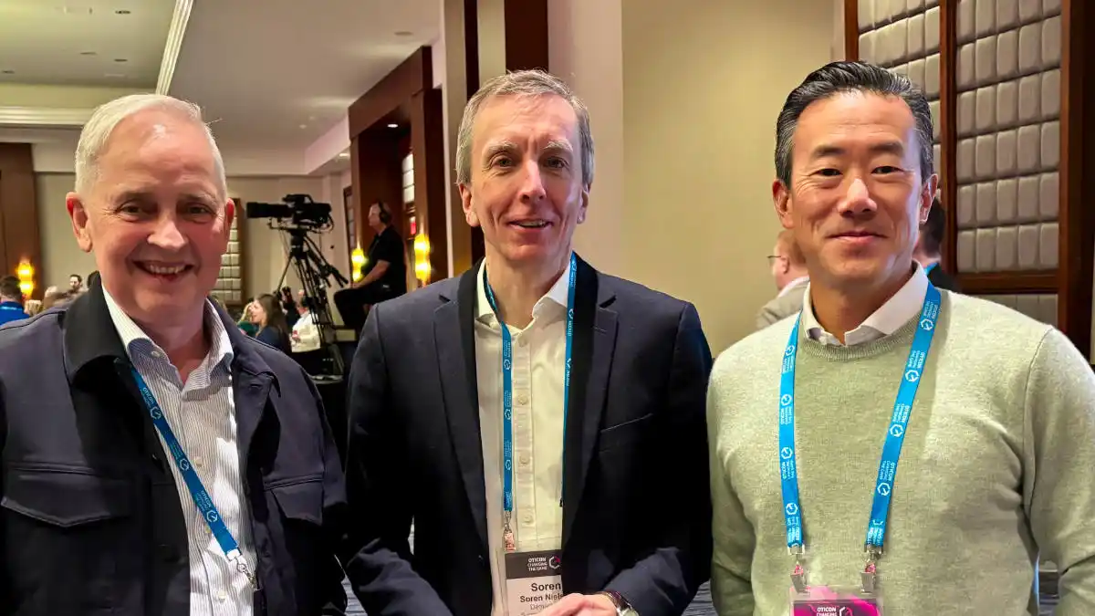 Oticon Global Brand President Ole Asboe Jørgensen, Demant President & CEO Søren Nielsen, and Oticon U.S. President Ty Lee.