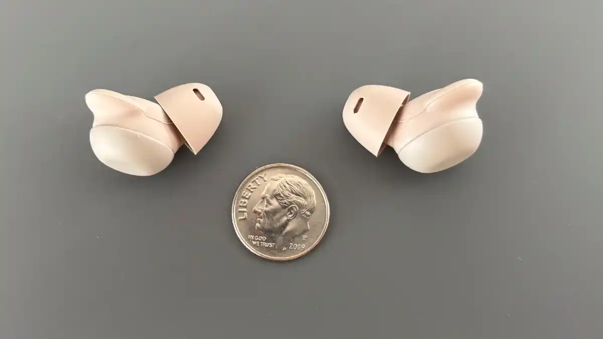 Elehear Delight hearing aids are small and discreet, but still protrude from the ear canal.