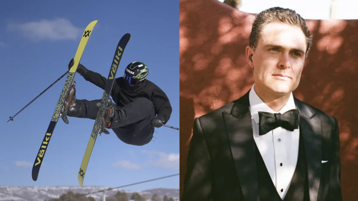 Robert Gillon is a world-class competitive skier who has a hearing loss and is a brand ambassador for Phonak. On the right, he wears his Phonak Virto R ITE hearing aids during his recent wedding.