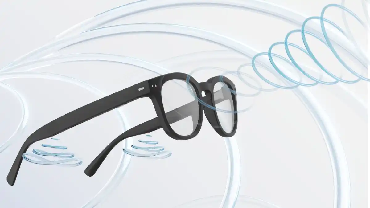 Nuance Audio Glasses use directional microphones and advanced speech-in-noise processing software to transmit sound to the open ear.