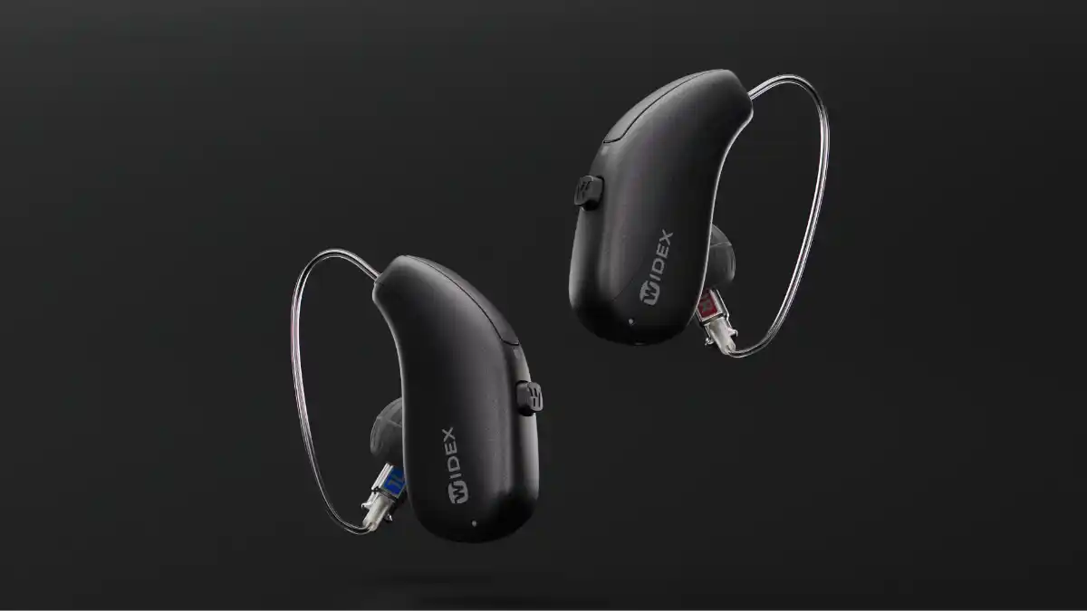 Widex Allure AI receiver-in-canal hearing aid.