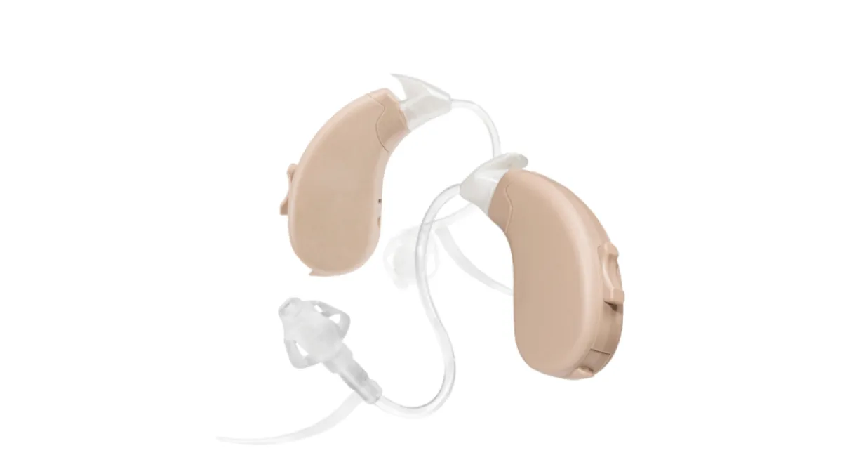 Lucid Enrich Pro traditional Behind-the-Ear (BTE) hearing aid.