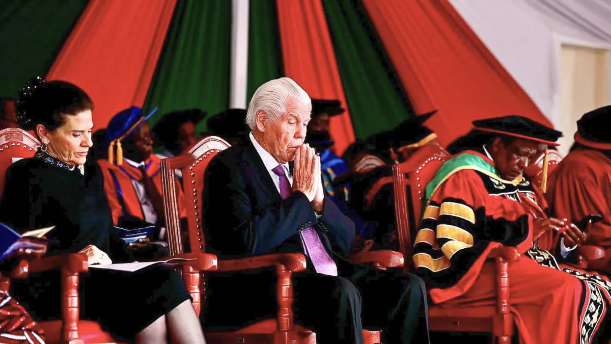 Tani and Bill Austin during the honorary degree ceremony at Kenyatta University in Nairobi, Kenya.