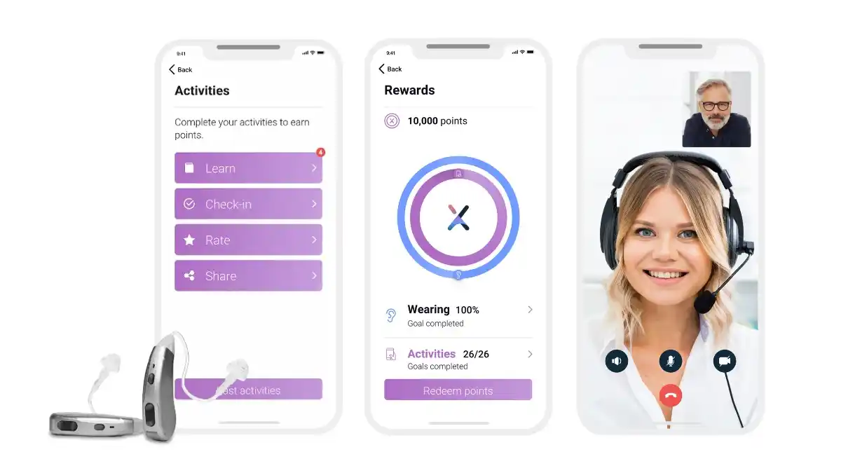 The app-driven Lexie Rewards program incentivizes you to optimize the use and features of your hearing aid.