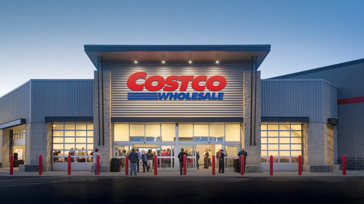 Costco warehouse storefront.