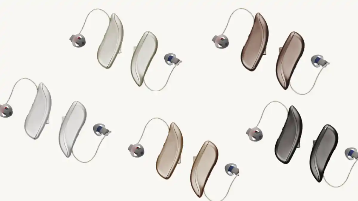The five Jabra Enhance hearing aid color options.