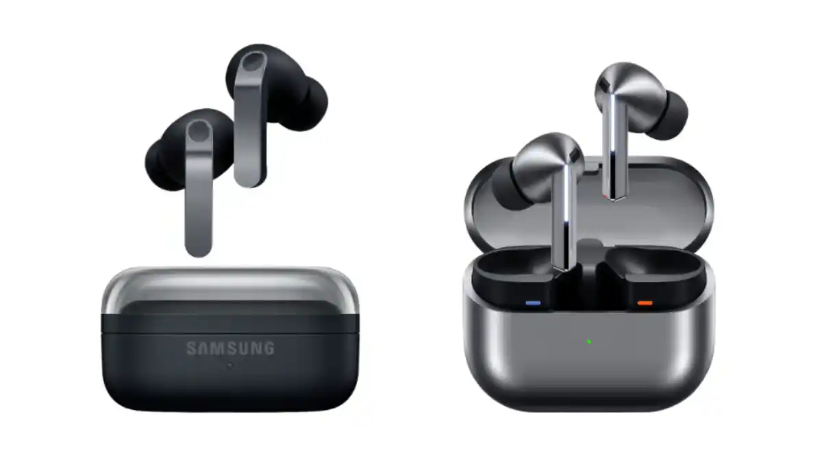 Samsung Galaxy Buds 4 Pro and Galaxy Buds 3 Pro earbuds.