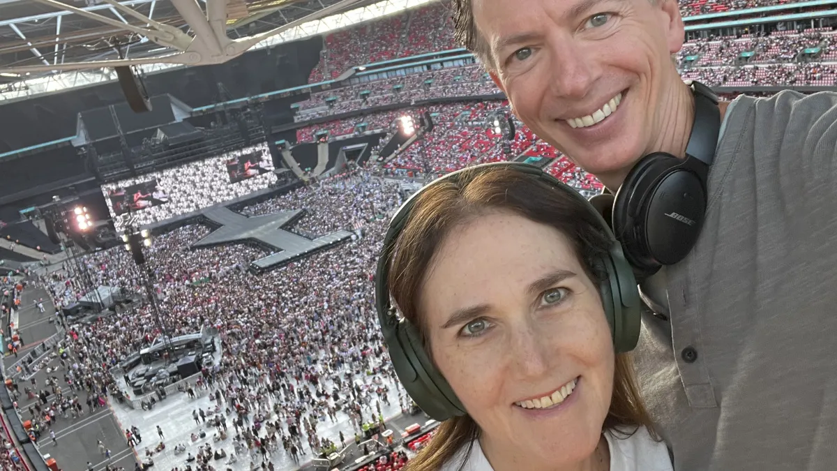 Shari Eberts With Headphones At Wembley