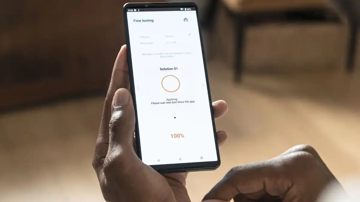 Photo of Sony App screen for Fine Tuning