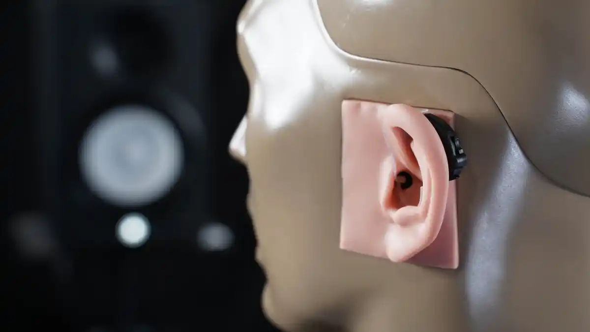 Lucid Engage hearing aids being tested in the HearAdvisor lab.