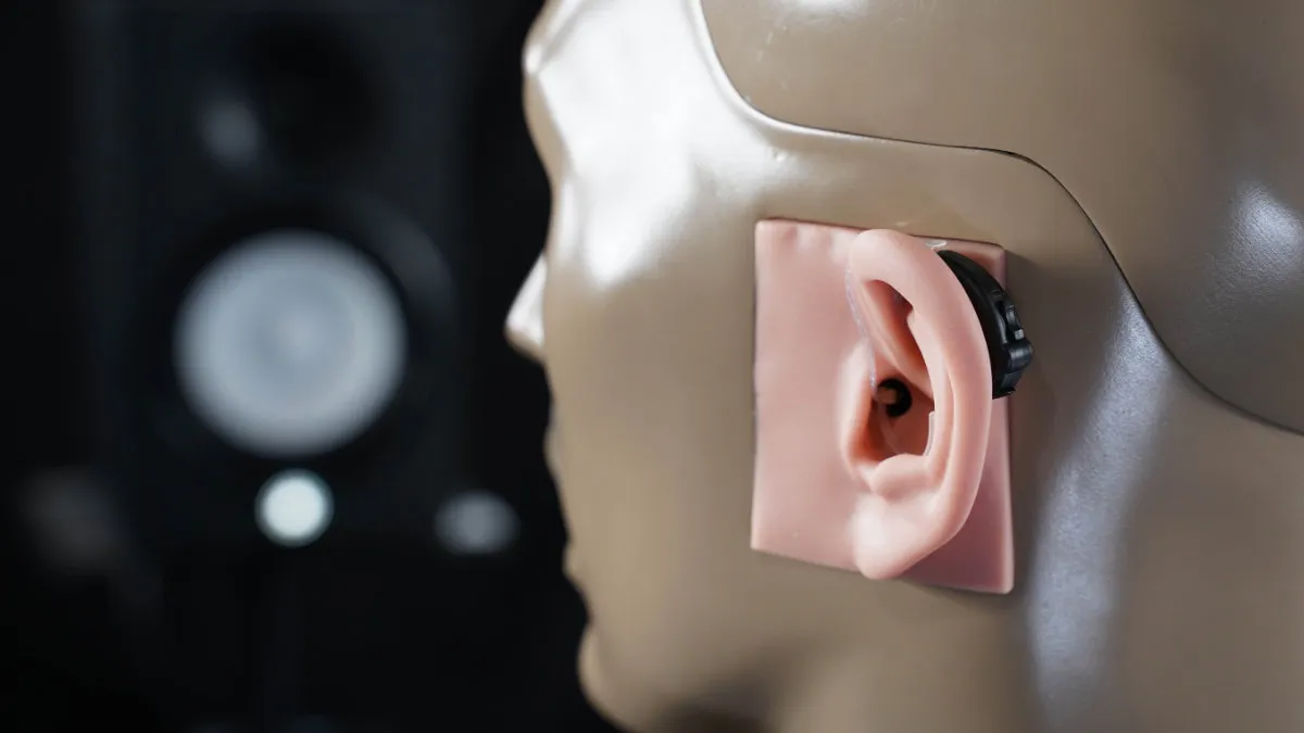 Lucid Engage hearing aids being tested in the HearAdvisor lab.