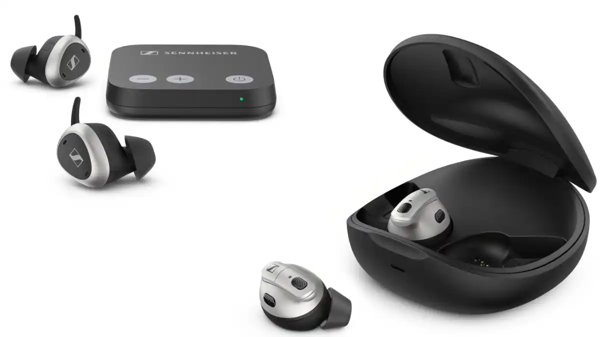Sennheiser's TV Clear for television viewing and Conversation Clear Plus earbuds.