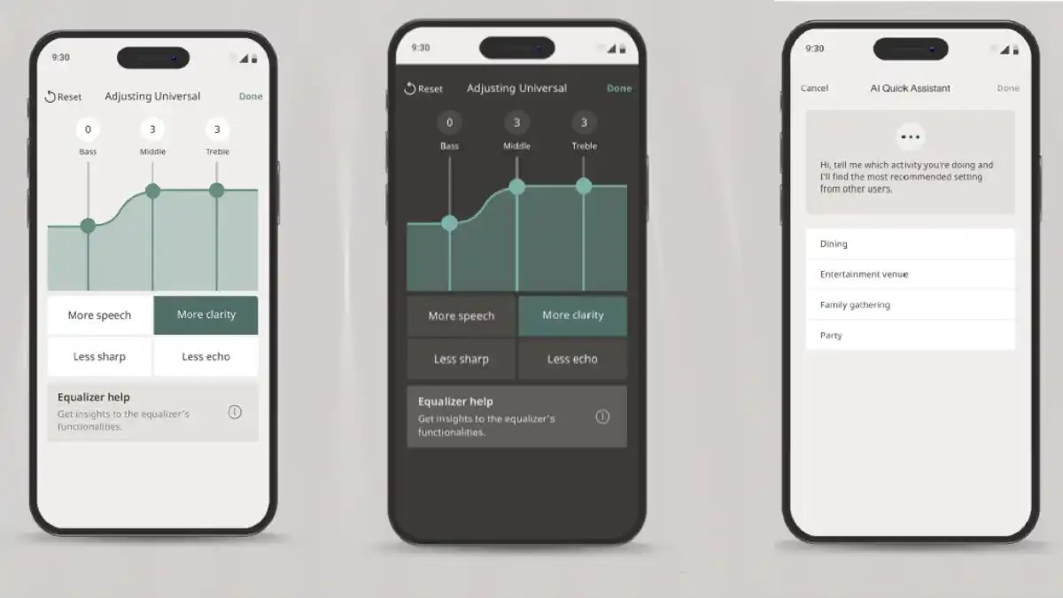 The Widex Allure App allows for sound personalization, program adjustments, AI-assisted troubleshooting, increasing/decreasing the font size of the app, and more.