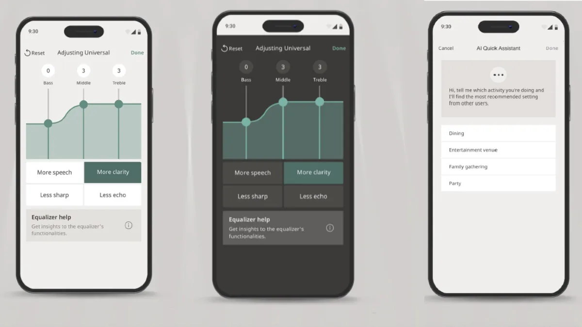 The Widex Allure App allows for sound personalization, program adjustments, AI-assisted troubleshooting, increasing/decreasing the font size of the app, and more.
