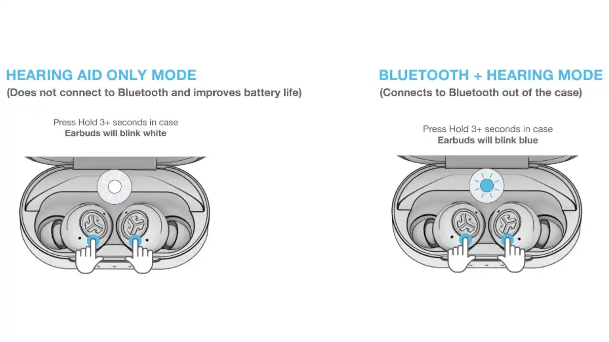 Two figures for troubleshooting the pairing of JLab HEAR