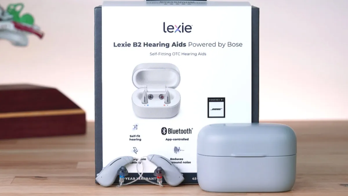 Unboxing the Lexie B2 Powered by Bose hearing aid. Lexie B2 Plus Powered by Bose has been updated from the previous B2 model (pictured) with an in-app hearing test and a new charging case.