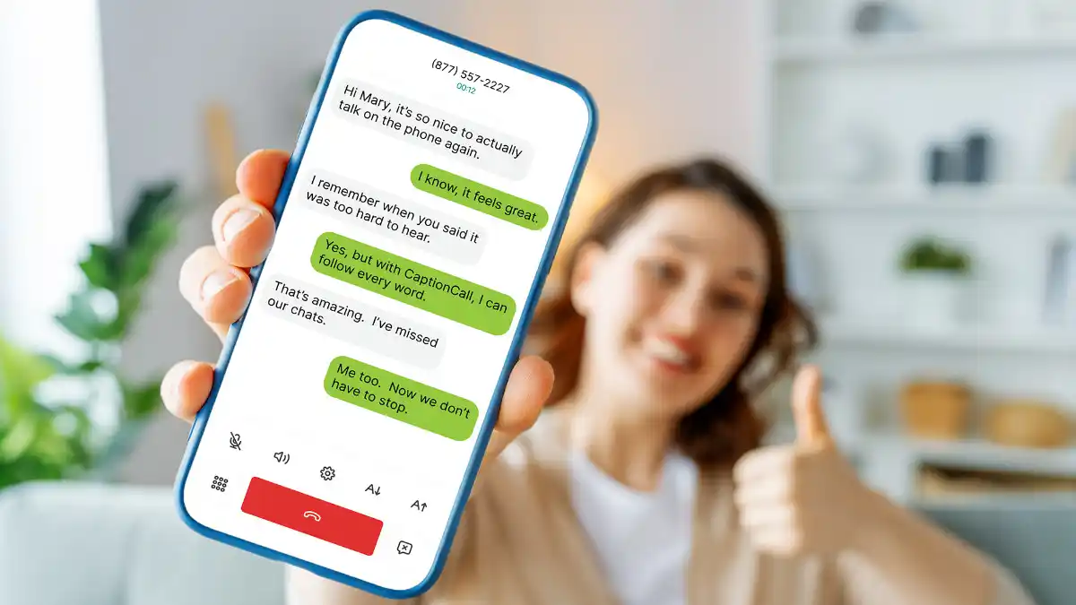 CaptionCall Mobile screen on a smartphone.