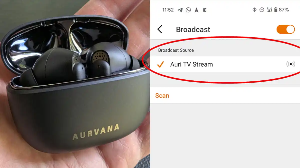 Ich höre mit meinen Creative Aurvana Ohrhörern eine stumme TV-Übertragung.