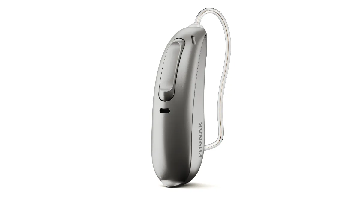 Phonak's Audéo L-312 receiver-in-canal (RIC) hearing aid.