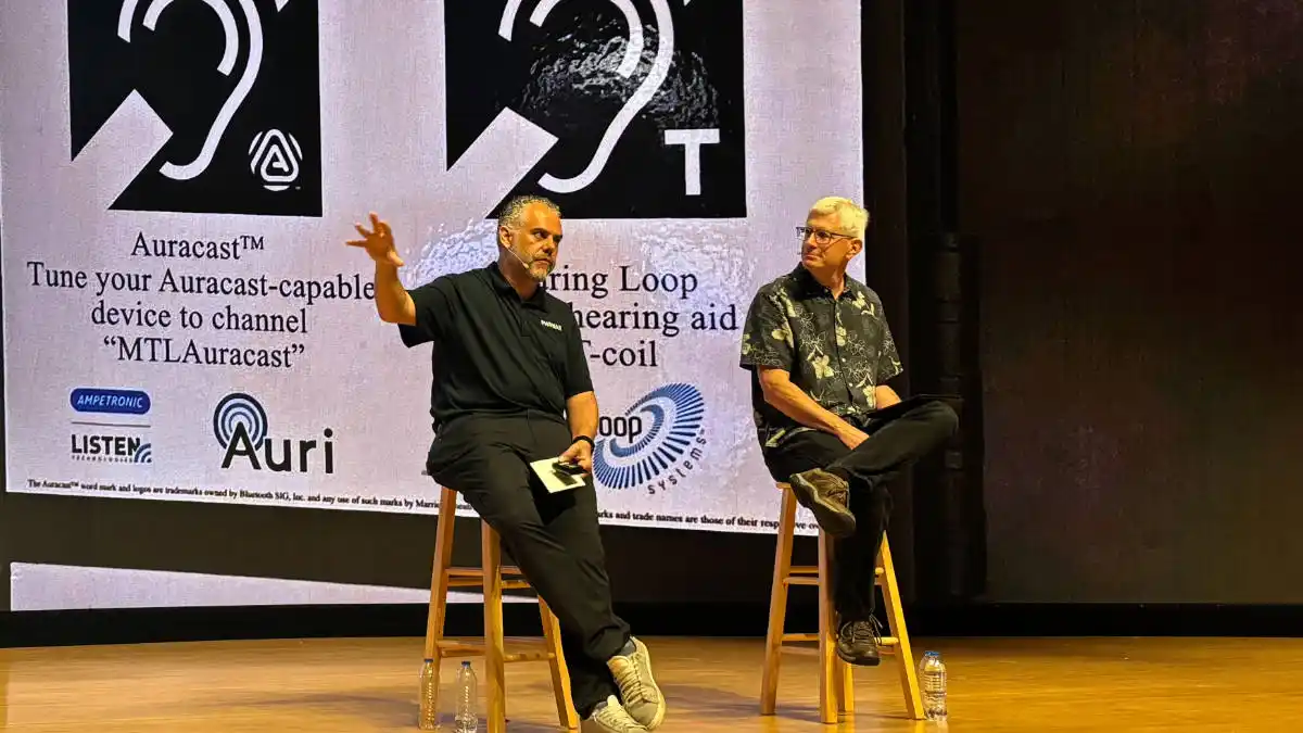 The Phonak Eon launch at Ravinia also featured several breakout sessions and workshops. Here, Phonak's Steve Hallenbeck, AuD, and Andrew Bellavia of AuraFuturity and the IAHA Assistive Listening Action Group presented information about Auracast.