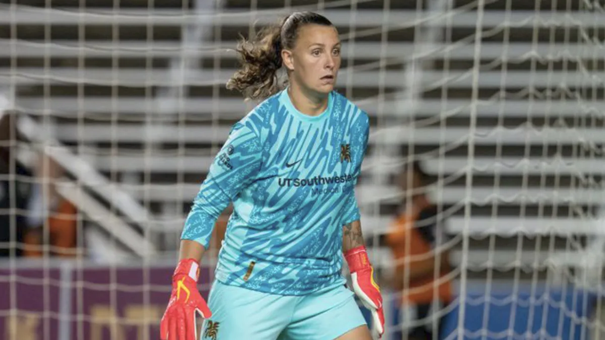 Foster in action as the Dallas Trinity FC goalkeeper. Photo Courtesy of Tony Fay PR.