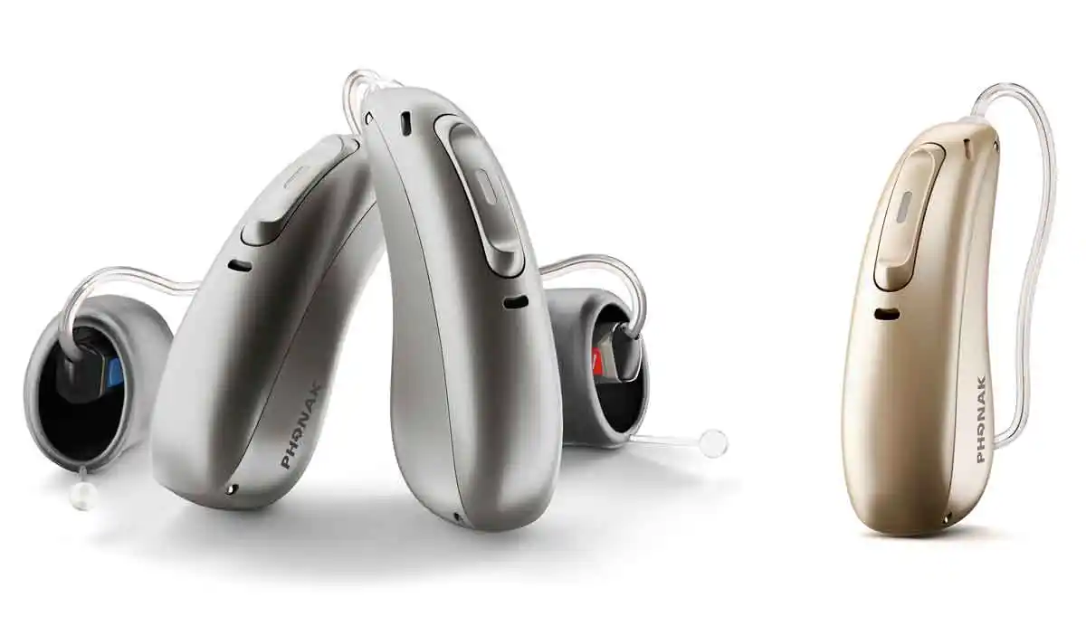 Audéo PR mit ActiveVent™ (links) und dem neuen Phonak CROS P (rechts).