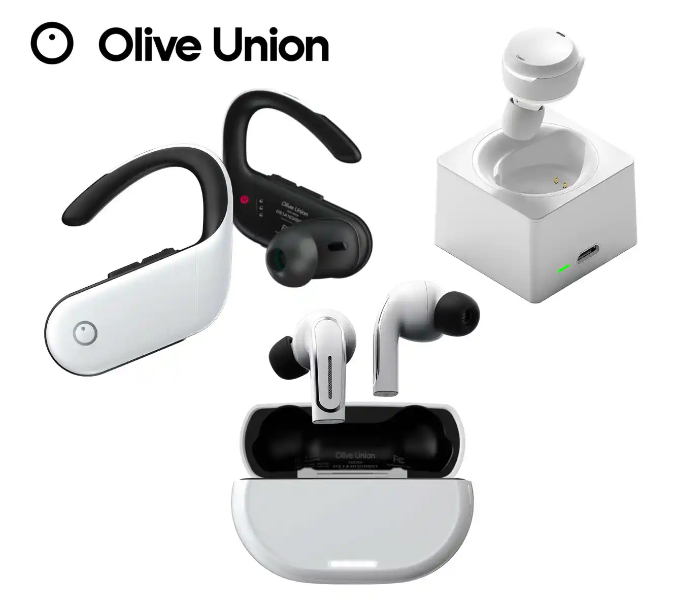 Olive Max, Olive Pro, and Olive SmartEar (from left to right).
