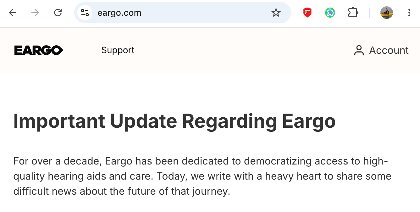 Eargo and Lexie Parent LXE Hearing Begins U.S. Wind-Down; Support Beyond Sept. 15 Uncertain