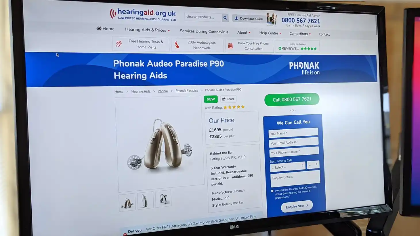 Phonak hearing aid on hearingaid.org.uk