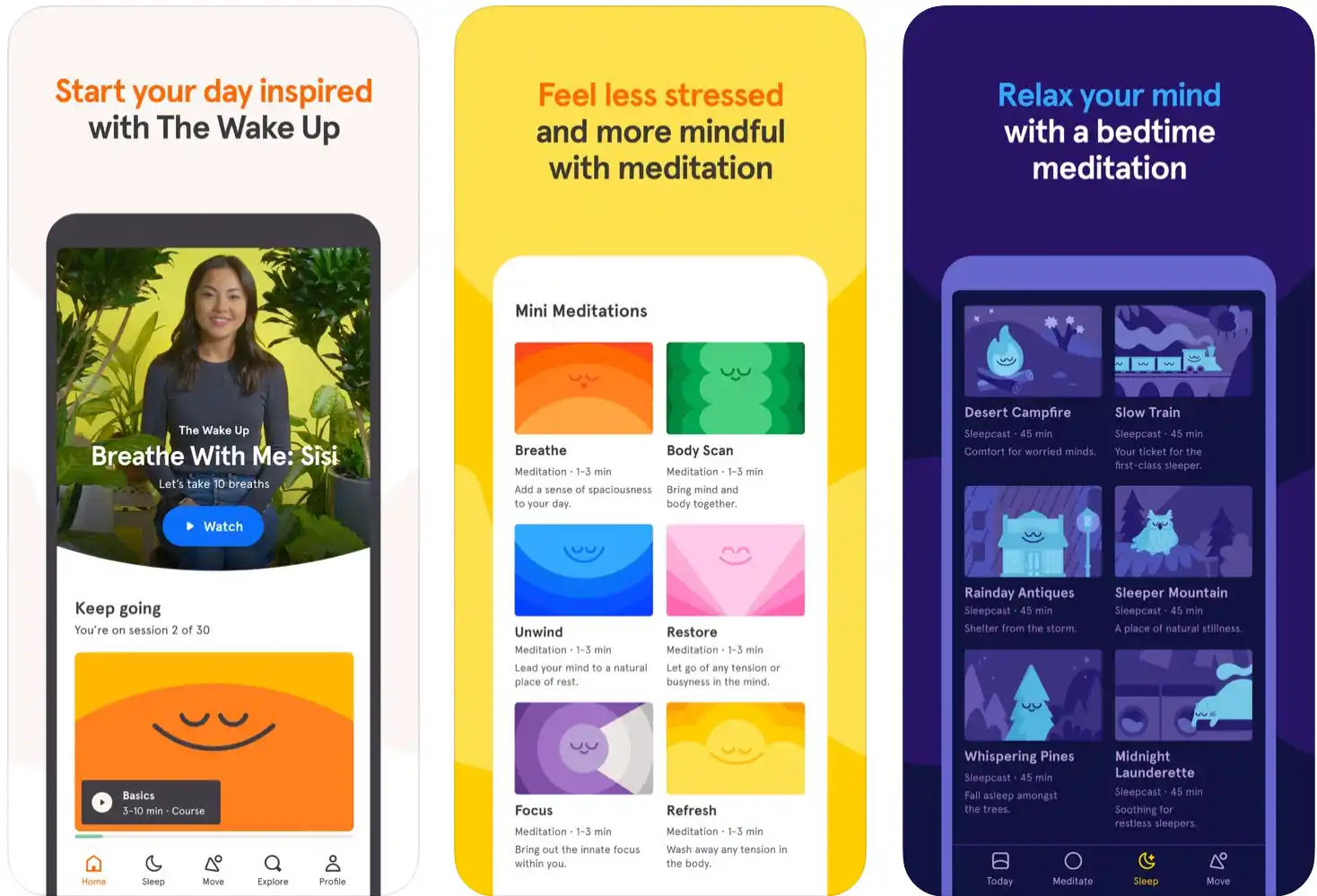 Screenshots aus der headspace-App