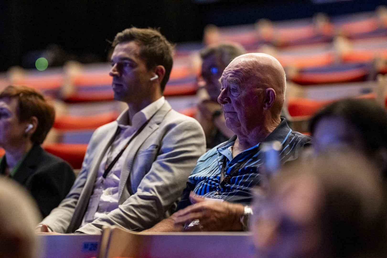 Attendees listening intently at a Bluetooth® Auracast™ launch event at the Sydney Opera House, hosted by Danish hearing technology company GN. Photo courtesy GN.