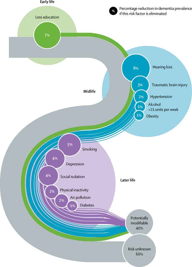 Lancet illustration showing hearing loss as largest modifiable factor in dementia prevention