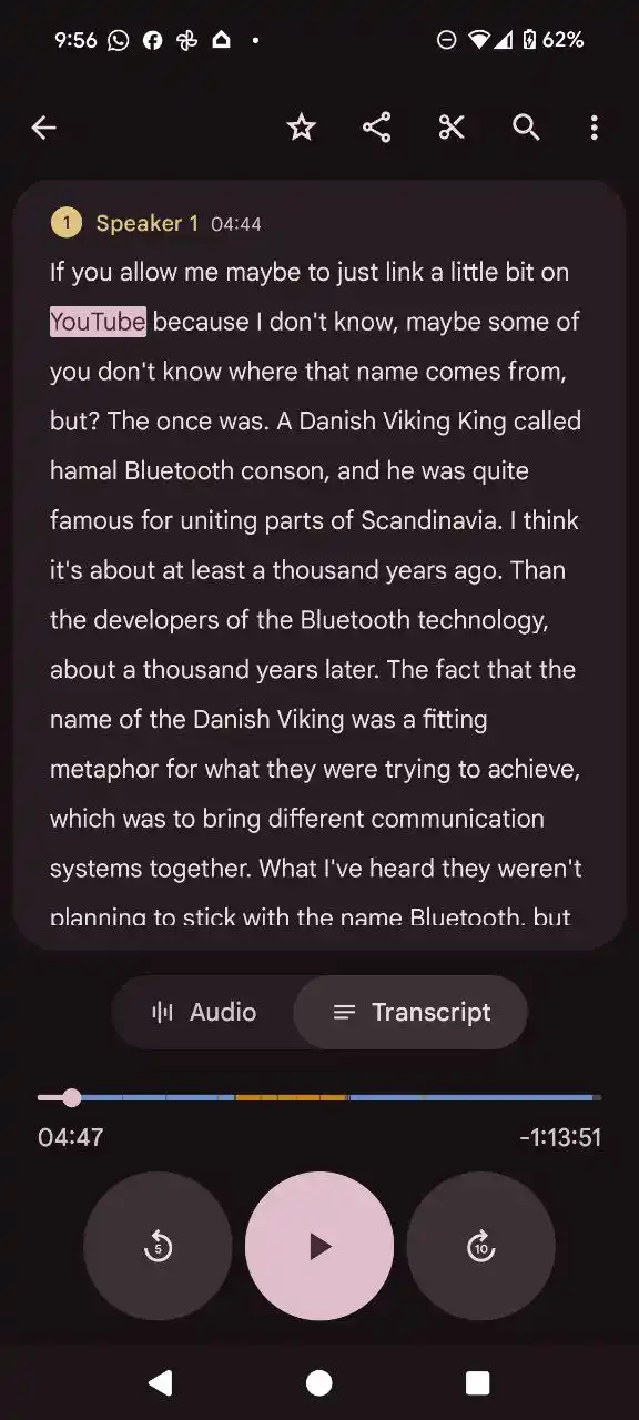 Ein Screenshot aus der Recorder-App von Google.