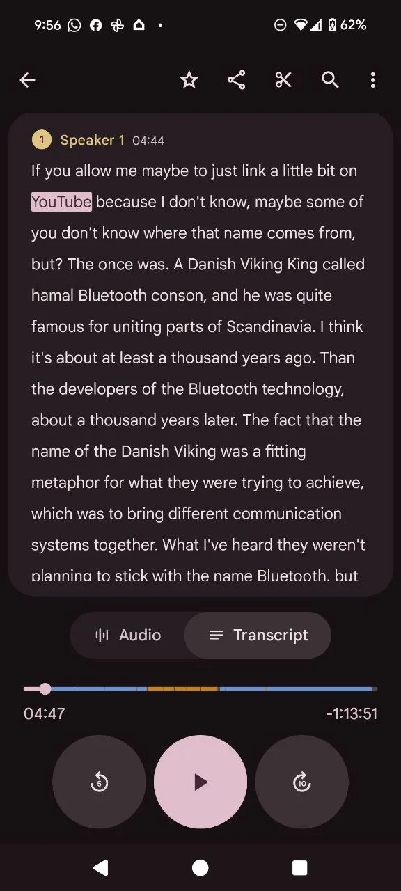 A screenshot from Google's Recorder app. 
