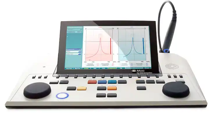A tympanometer is a device that is used to test the movement of the eardrum and evaluate the health of the middle ear. Image courtesy Interacoustics.
