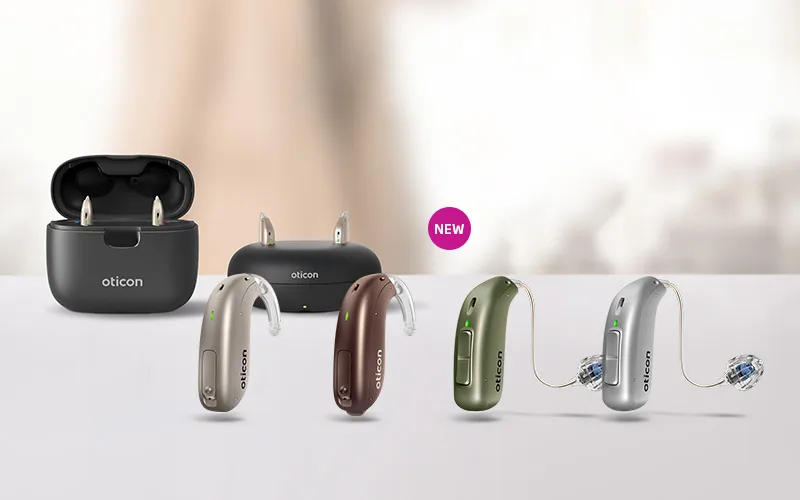 Oticon Real miniBTEs (left) and miniRITEs (right). Source: Oticon