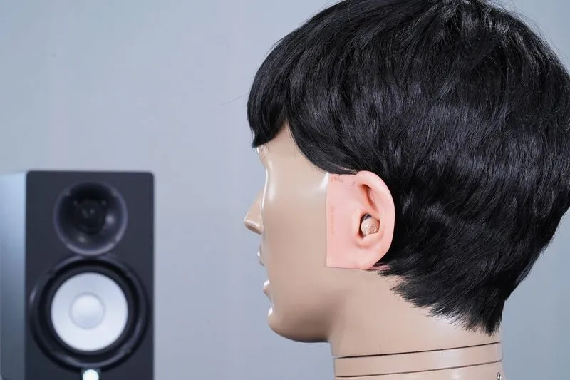 Audien Atom Pro 2 being tested on HearAdvisor's KEMAR maniken.