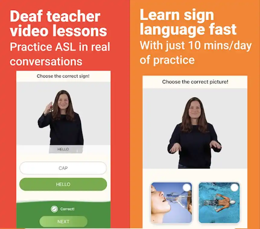 Lingvano is a sign language learning app for ASL and BSL.