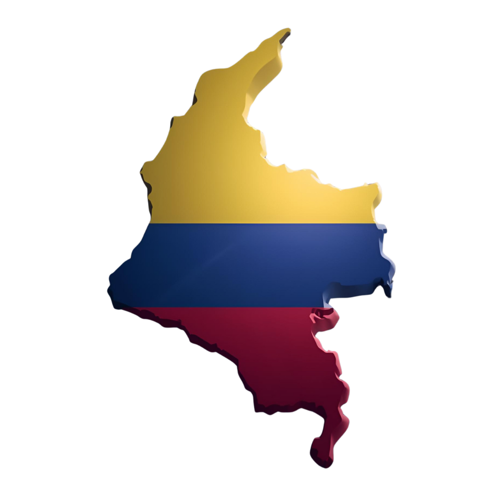 Mapa de Colombia con los colores de la bandera