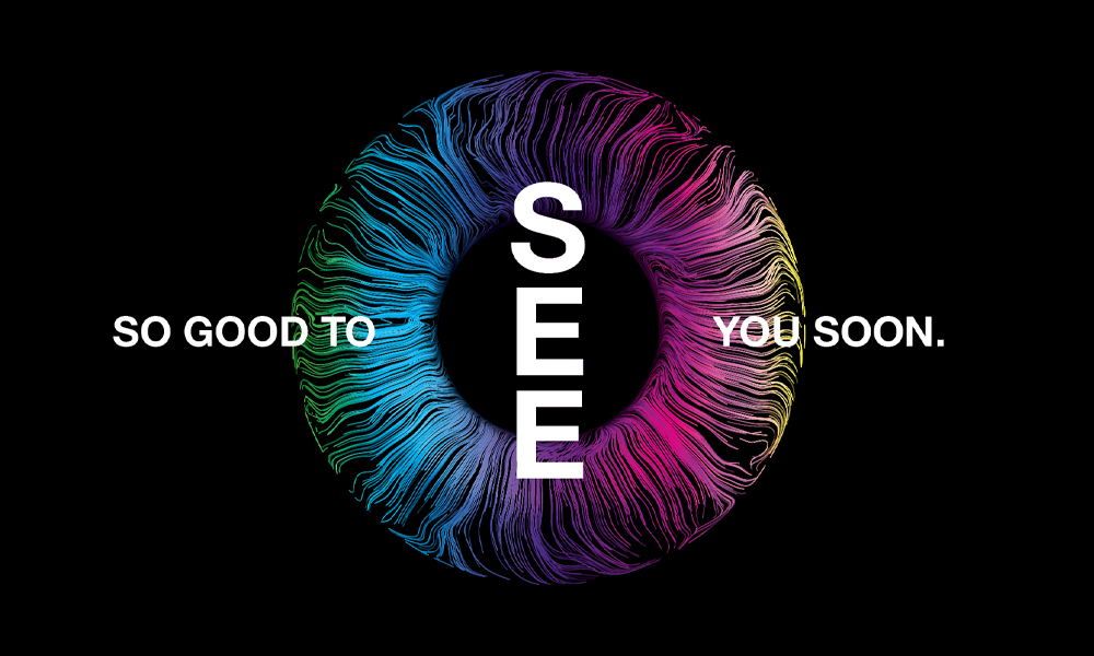 IDS 2025 sujet: a colourful iris on a black background with white lettering.
