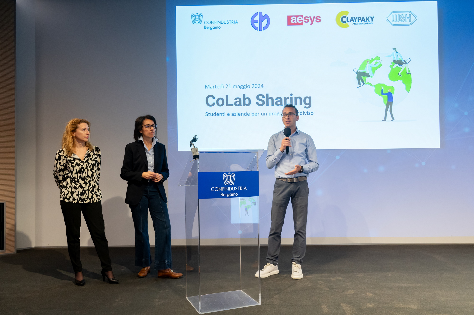 Gli HR manager delle 3 aziende durante la presentazione del progetto "CoLab Sharing"