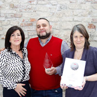The lucky winners Sonia Tracey (Managing Director W&H UK), Alejandro Ramirez (Product Manager W&H Sterilization) and  Kate Scheer (Marketing Coordinator W&H UK)