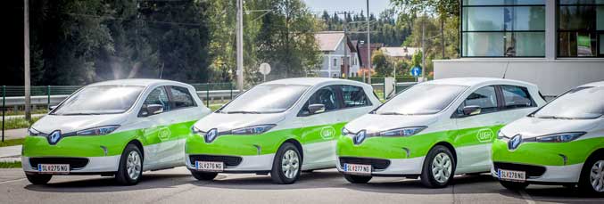 Die vier neue Elektrofahrzeuge der Marke Renault ZOE 