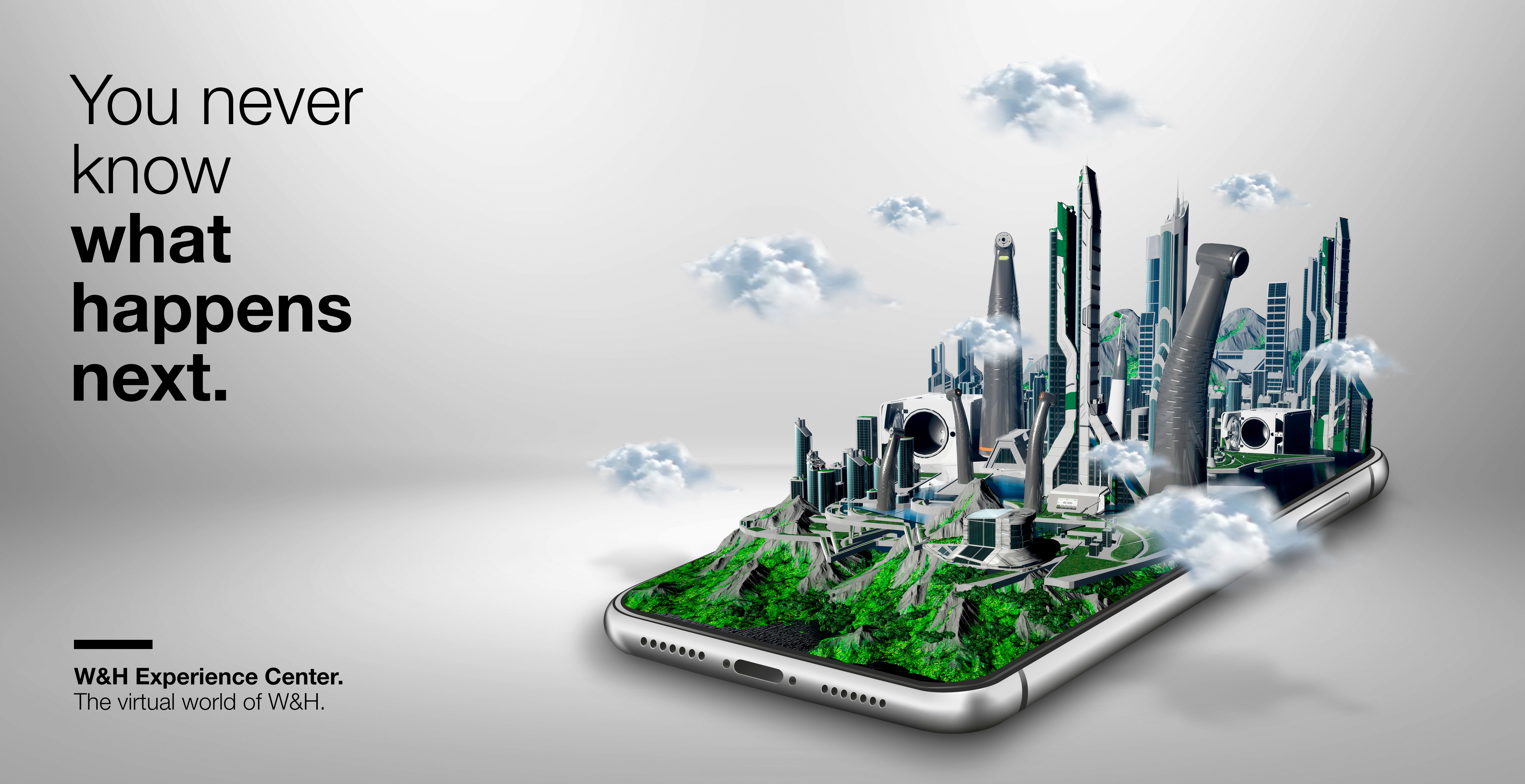 Unter dem Motto „You never know what happens next“ werden W&H-Produkte für den Kunden virtuell erlebbar.