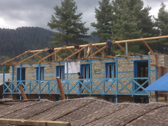 The school's facade is rebuilt.