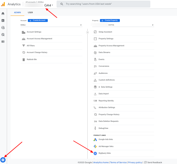 Google Analytics 4 Export Configuration