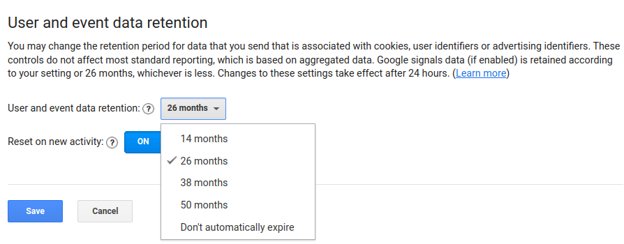 Google Analtyics 4 BigQuery Data Retention