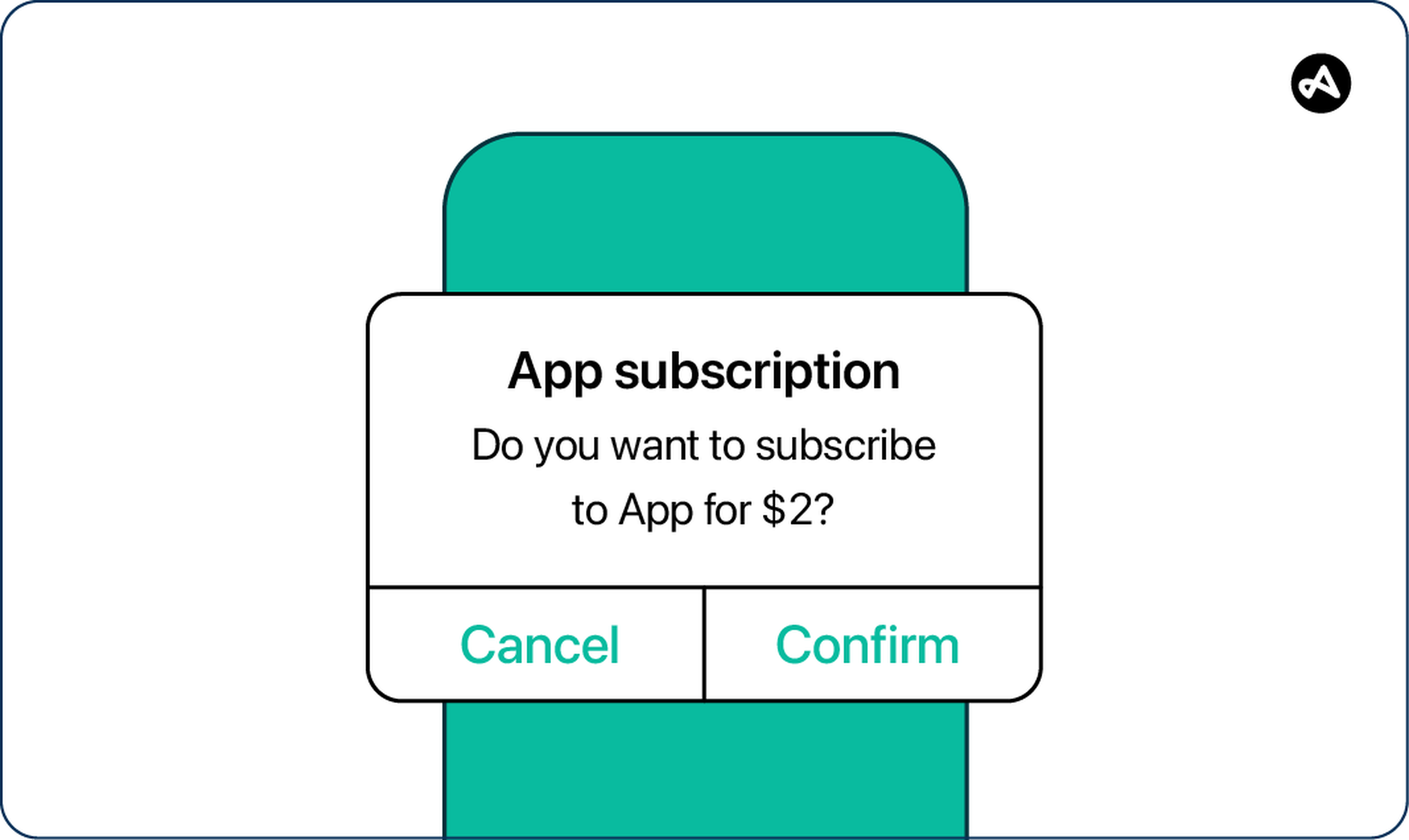 An app subscription confirmation on a device scr