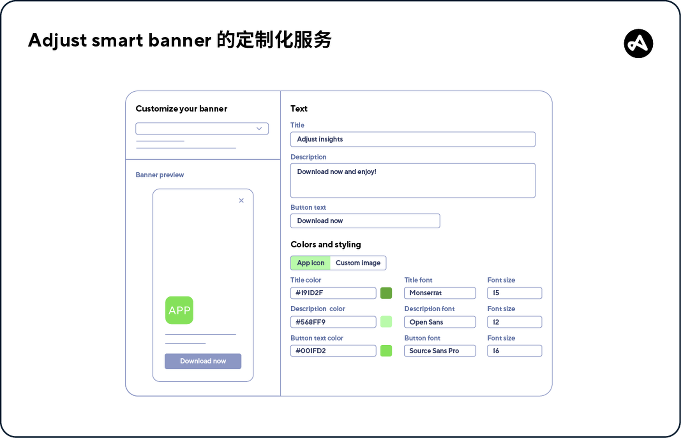 Adjust smart banner 可用的自定义选项
